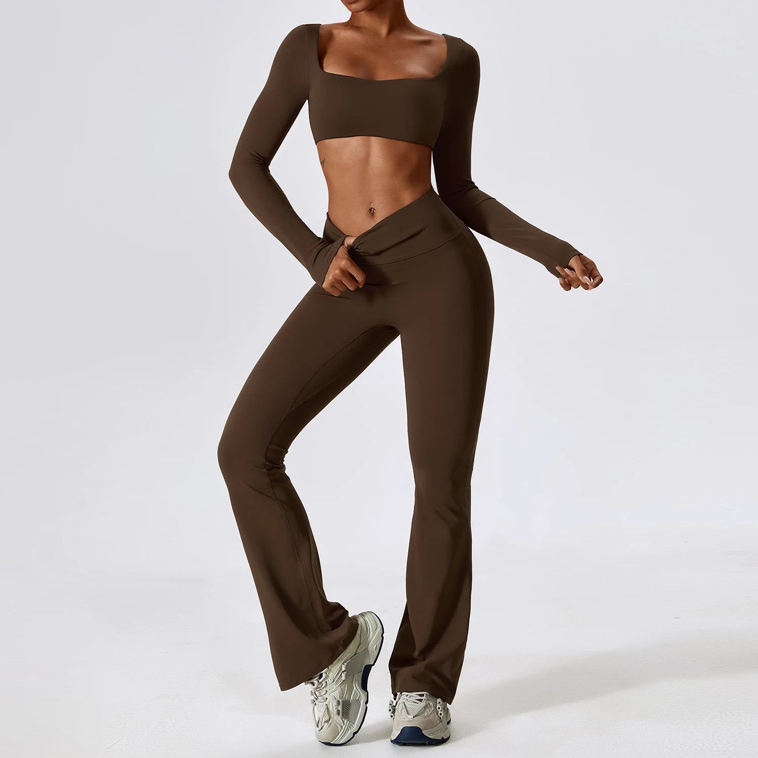 AZAD Zamin Set | Long Sleeve Crop Top + Flare Pants