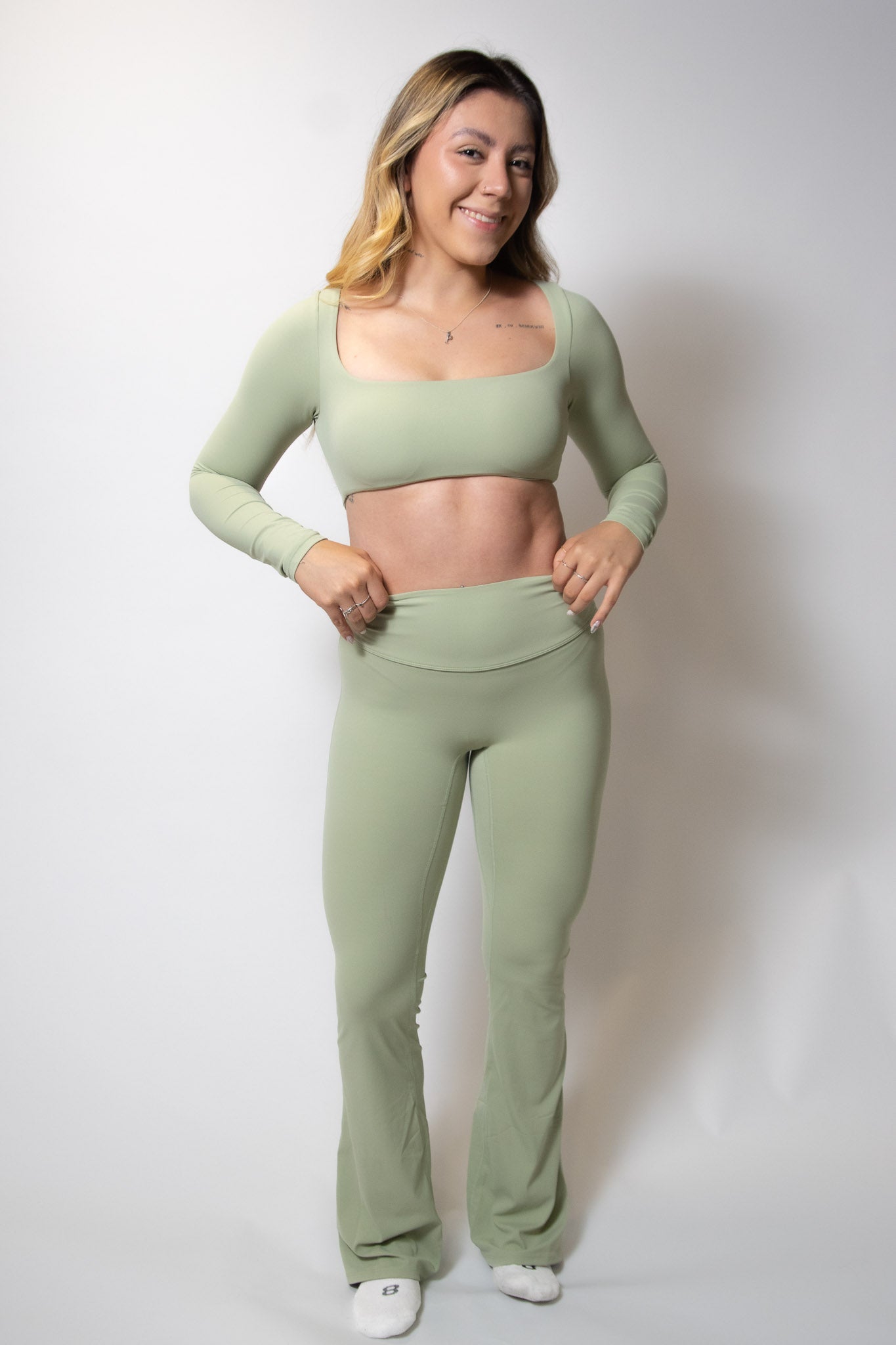 AZAD Zamin Set | Long Sleeve Crop Top + Flare Pants